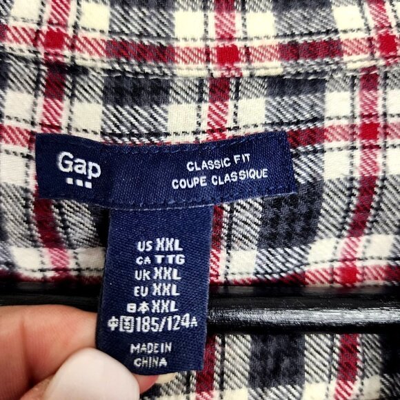 GAP Men's Soft Flannel Shirt Classic Fit Black Plaid Size XXL - Picture 3 of 12